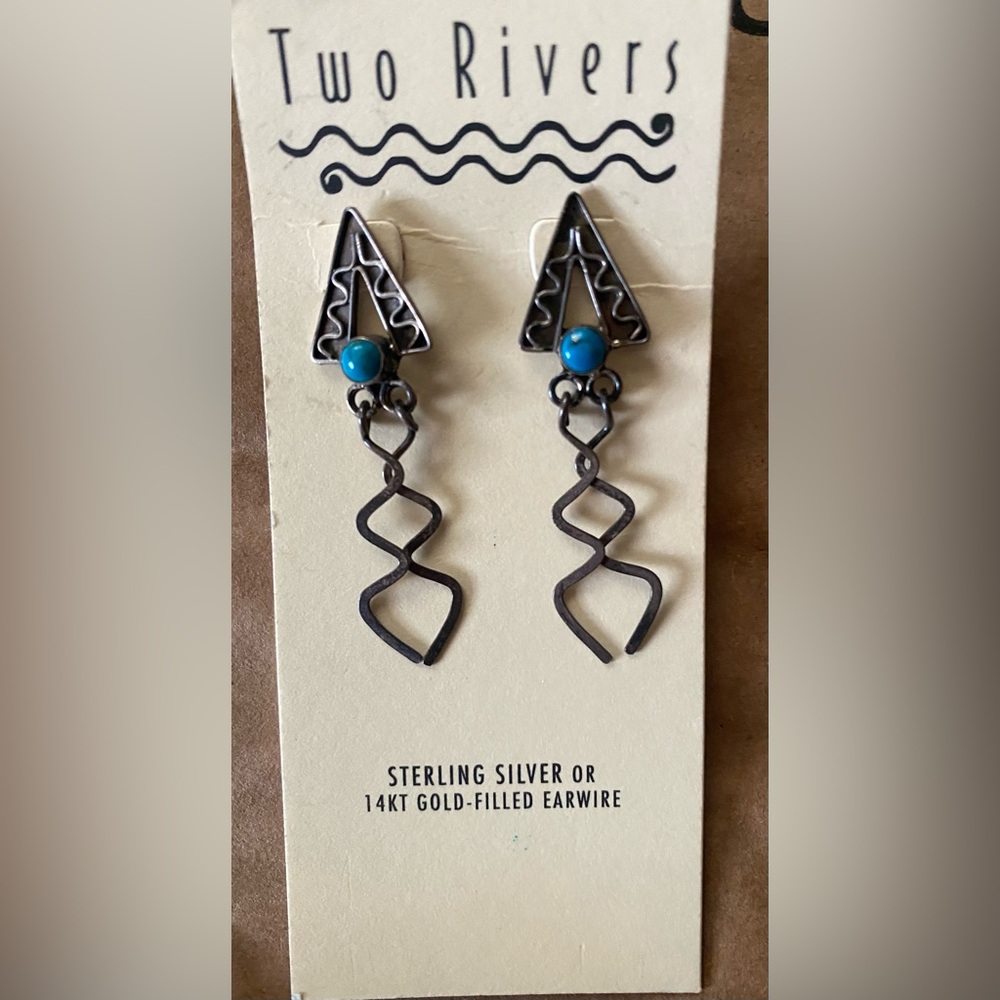 Two Rivers Sterling Silver and Turquoise Southwest Dangle Earrings
